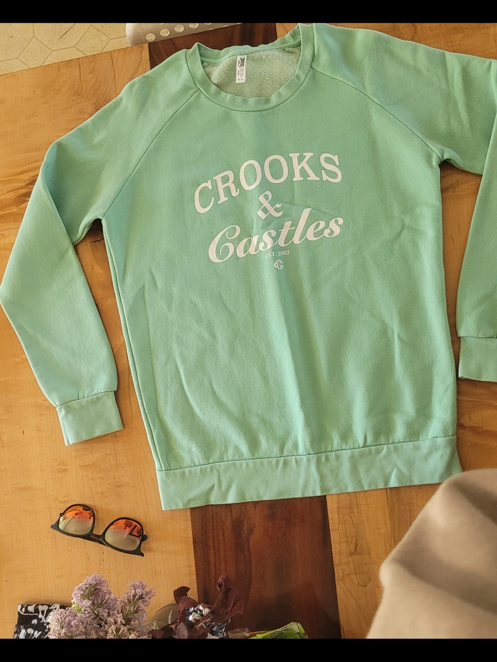 Crooks & Castles Mint Green Logo Crewneck Sweatshirt
